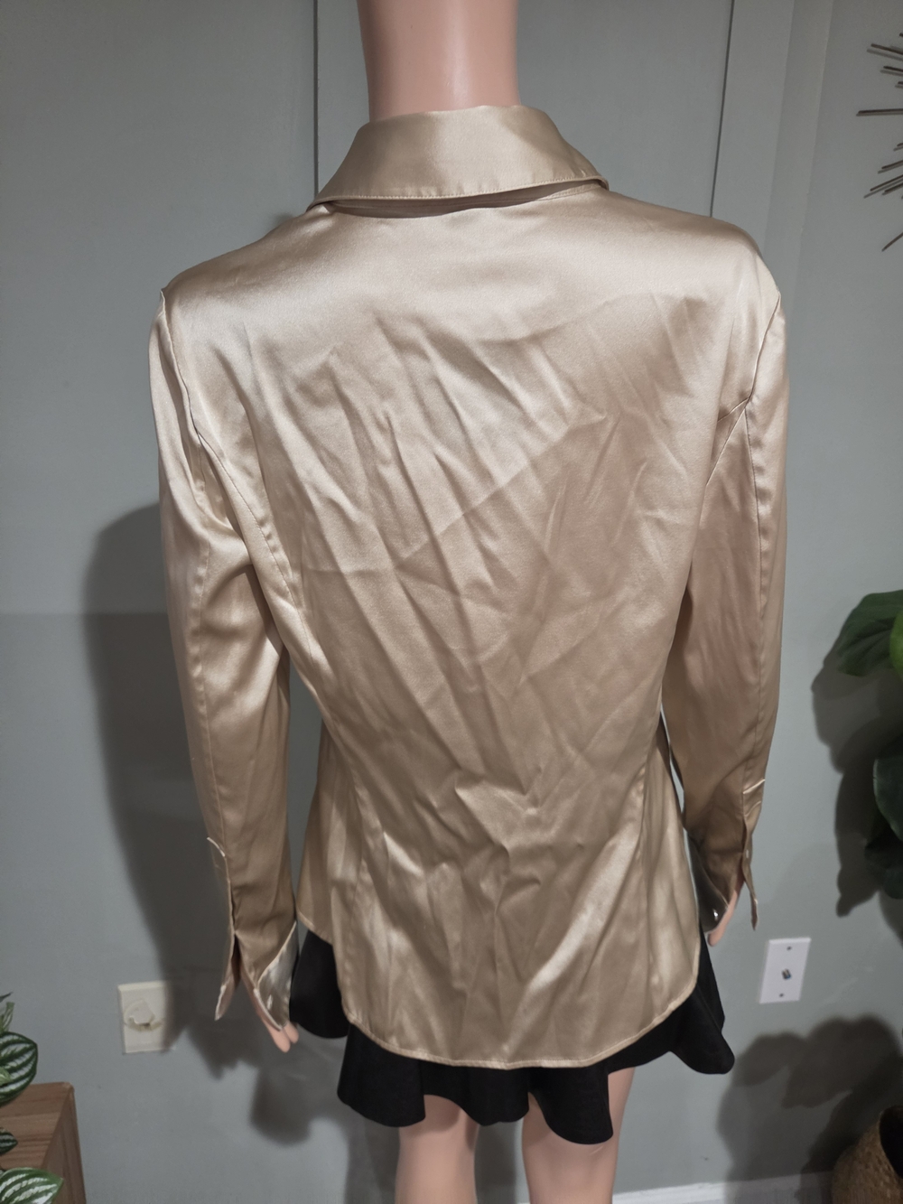 Ann Taylor Champagne Satin Gathered Button Down Blouse Size 10 NWT - Picture 12 of 16